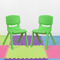 Flash Furniture 2-YU-YCX-001-GREEN-GG 2 Pack Green Plastic Stackable School Chair with 12